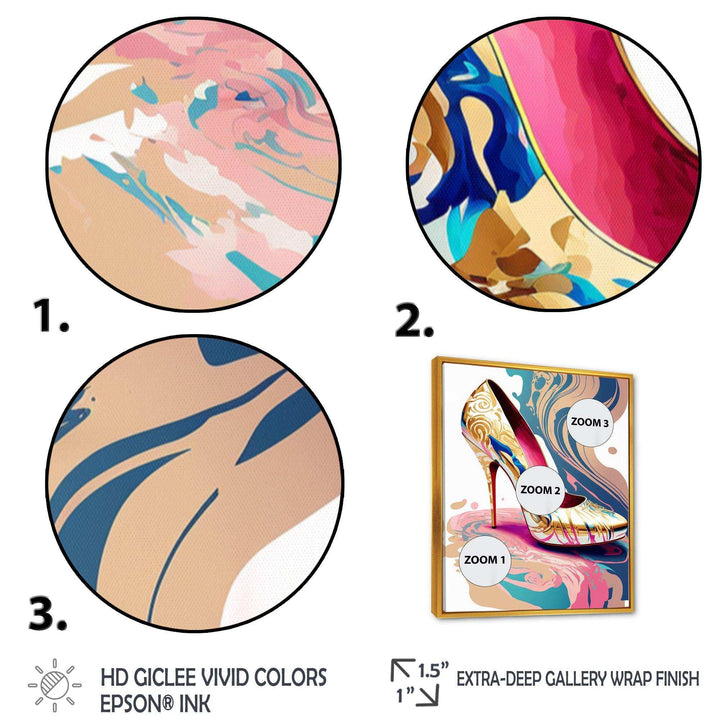 Pink And Blue Art Deco High Heel Shoes IV