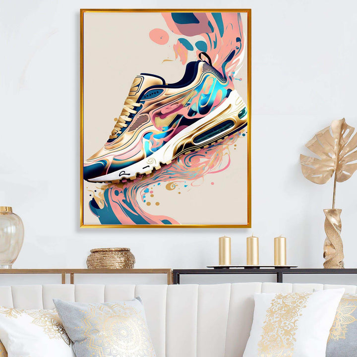 Pink And Blue Art Deco Sport Shoes