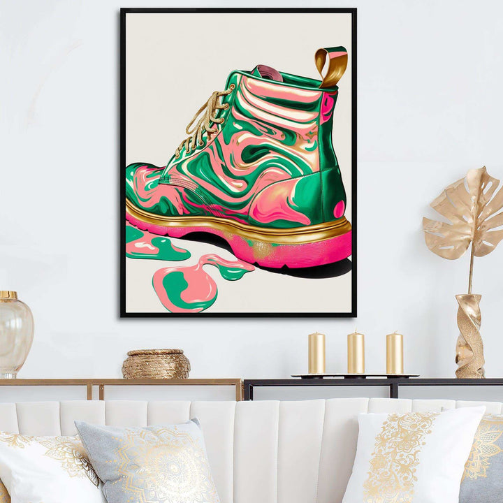 Pink And Green Art Deco Army Shoes