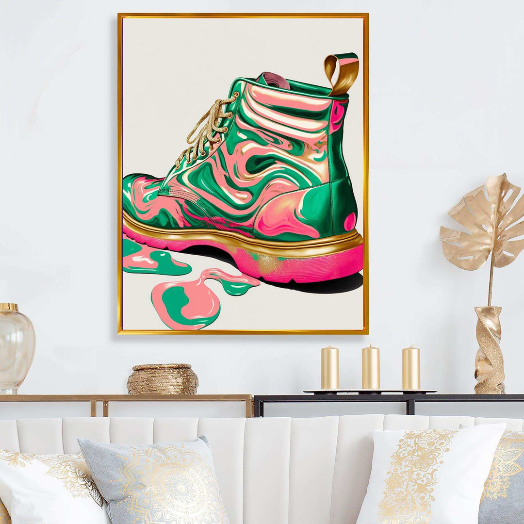 Pink And Green Art Deco Army Shoes