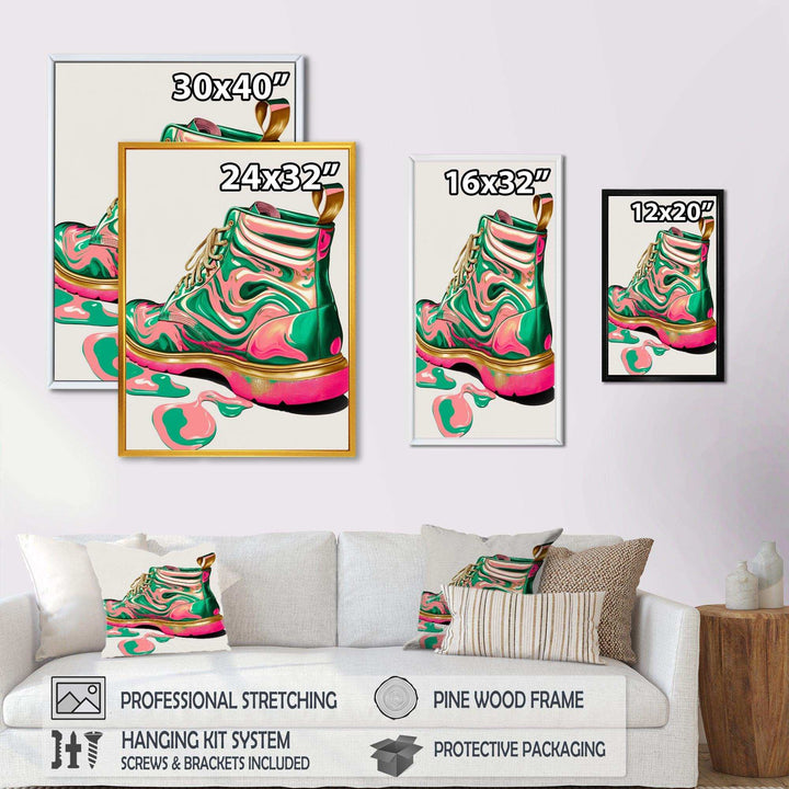 Pink And Green Art Deco Army Shoes