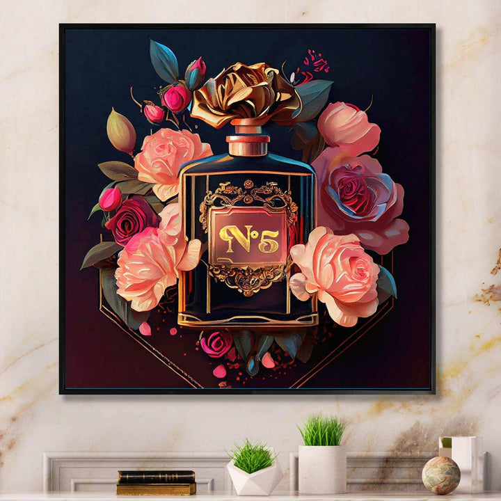 Chic Perfume Bottle With Pink Roses II