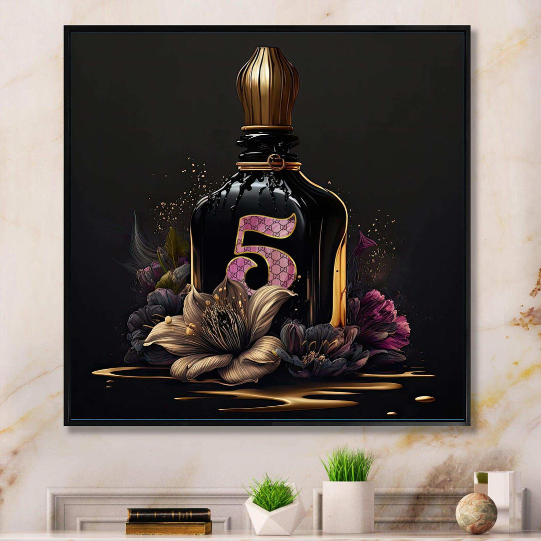 Chic Perfume Bottle With Pink Roses III