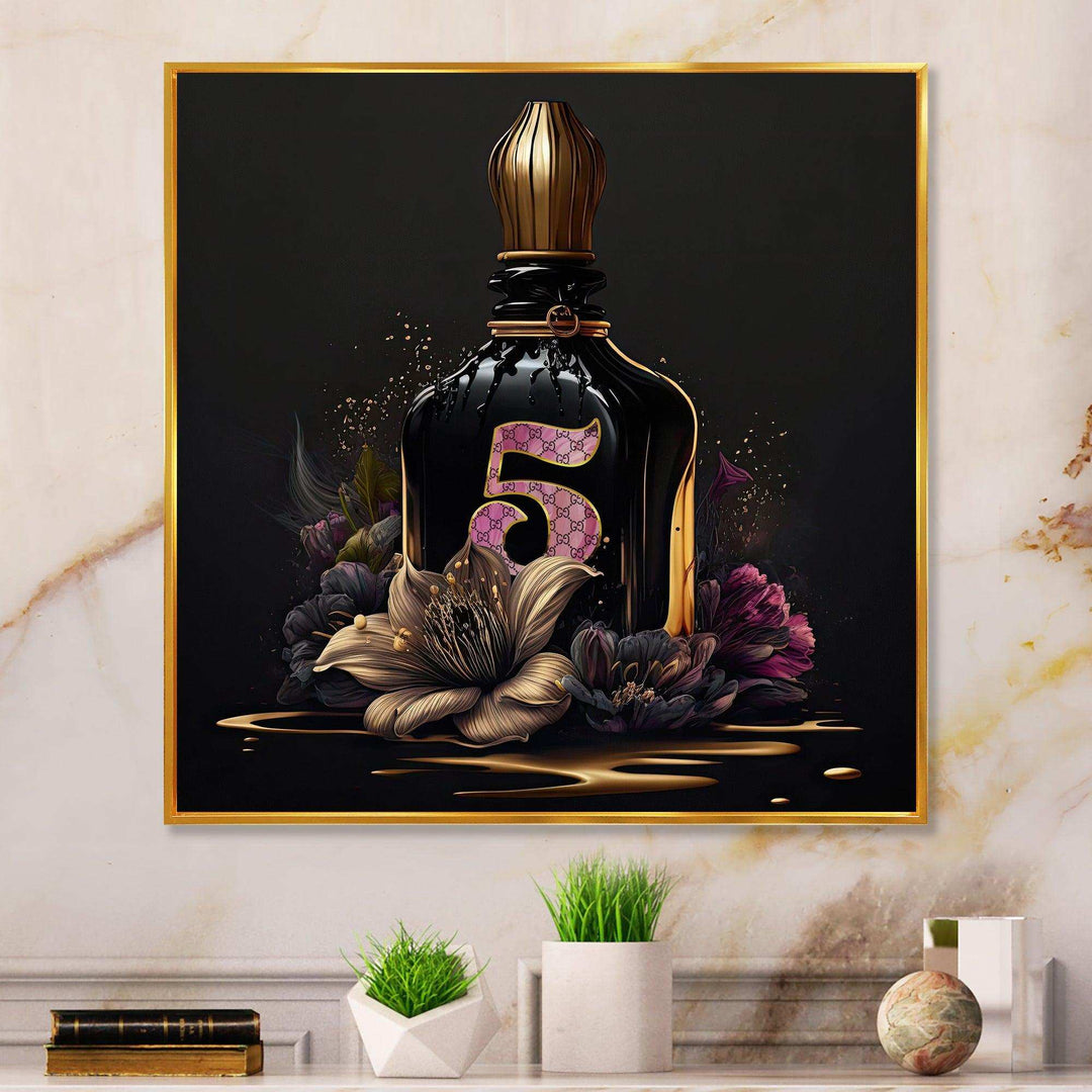 Chic Perfume Bottle With Pink Roses III