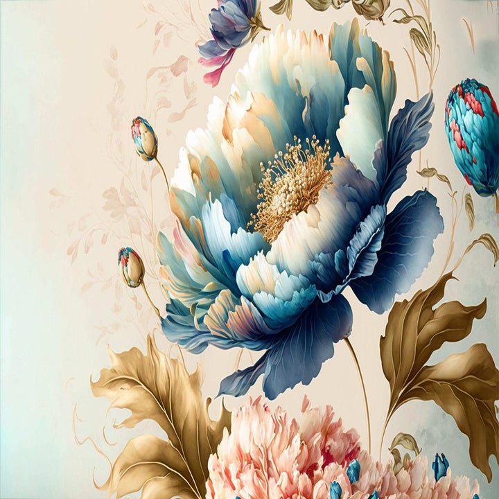 Blue And Gold Floral Bunch I