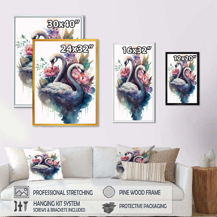 Cute Swans Floral Art II