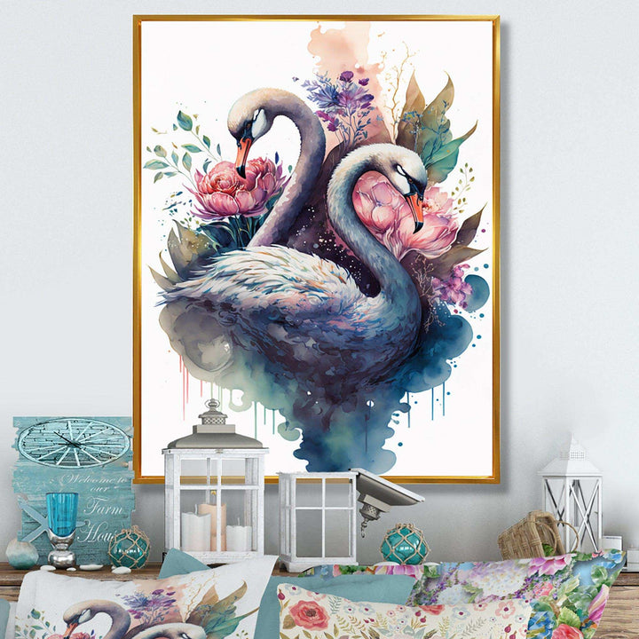 Cute Swans Floral Art II
