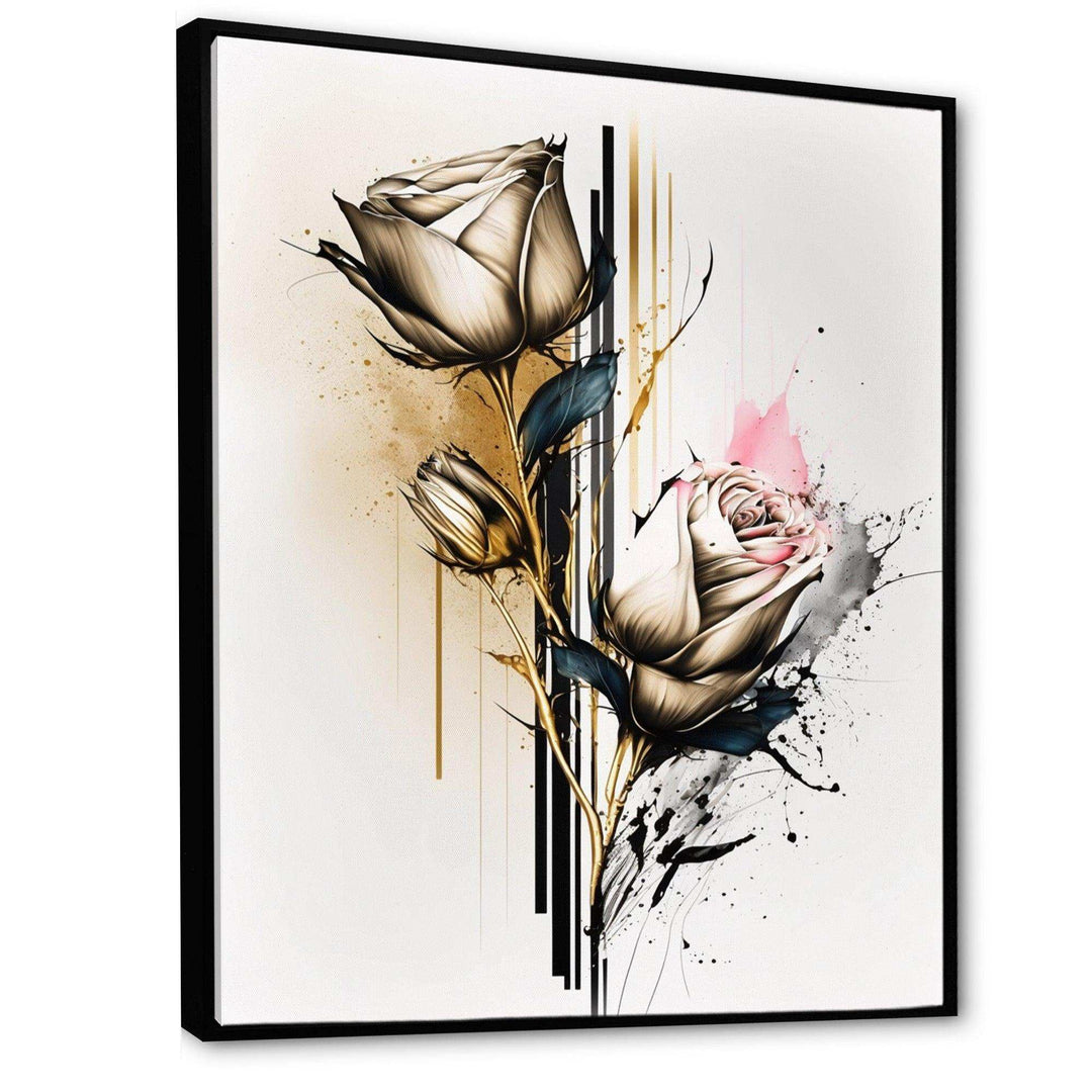 Roses Flow Flower On Golden Beige Paint IV