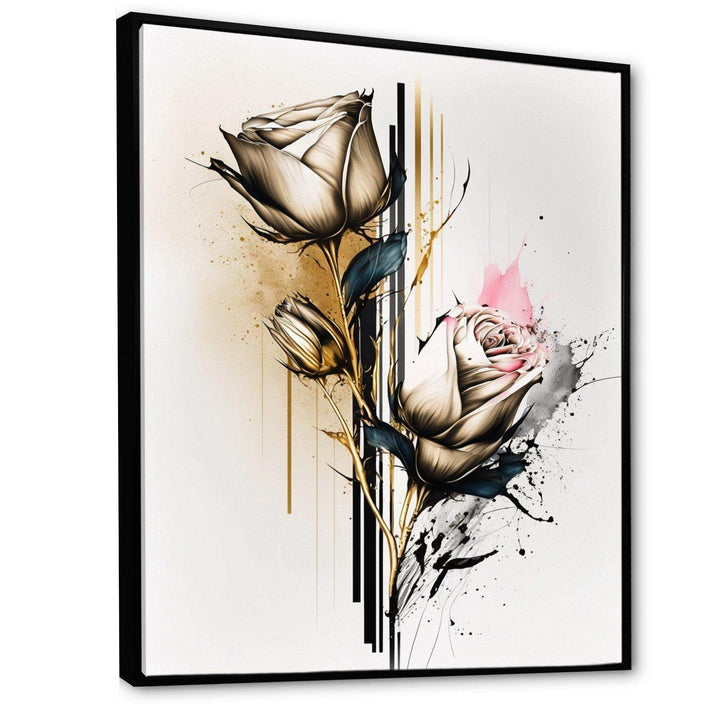 Roses Flow Flower On Golden Beige Paint IV