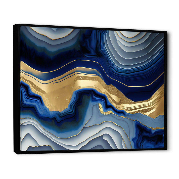 Vibrant Blue And Gold Flow Art I - Modern Canvas Wall Art