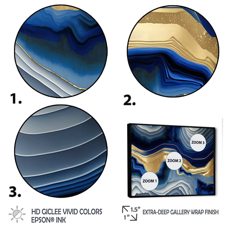 Vibrant Blue And Gold Flow Art I - Modern Canvas Wall Art