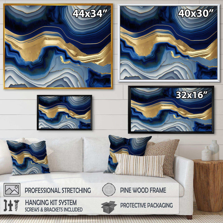 Vibrant Blue And Gold Flow Art I - Modern Canvas Wall Art