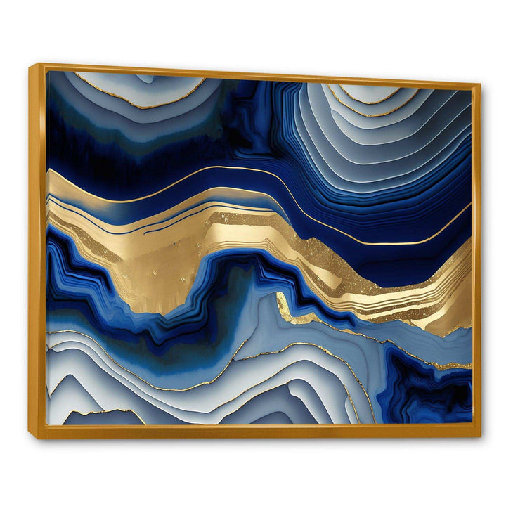 Vibrant Blue And Gold Flow Art I - Modern Canvas Wall Art
