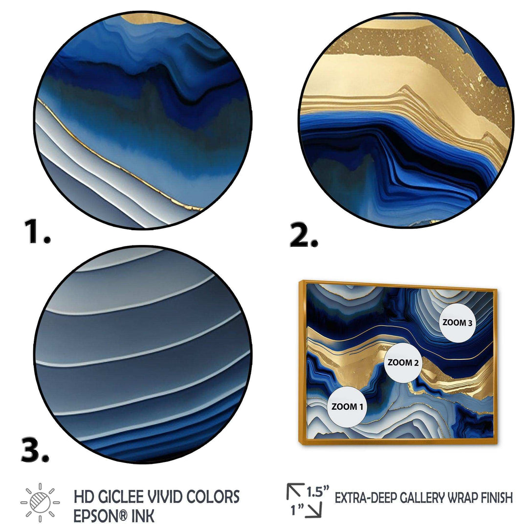 Vibrant Blue And Gold Flow Art I - Modern Canvas Wall Art