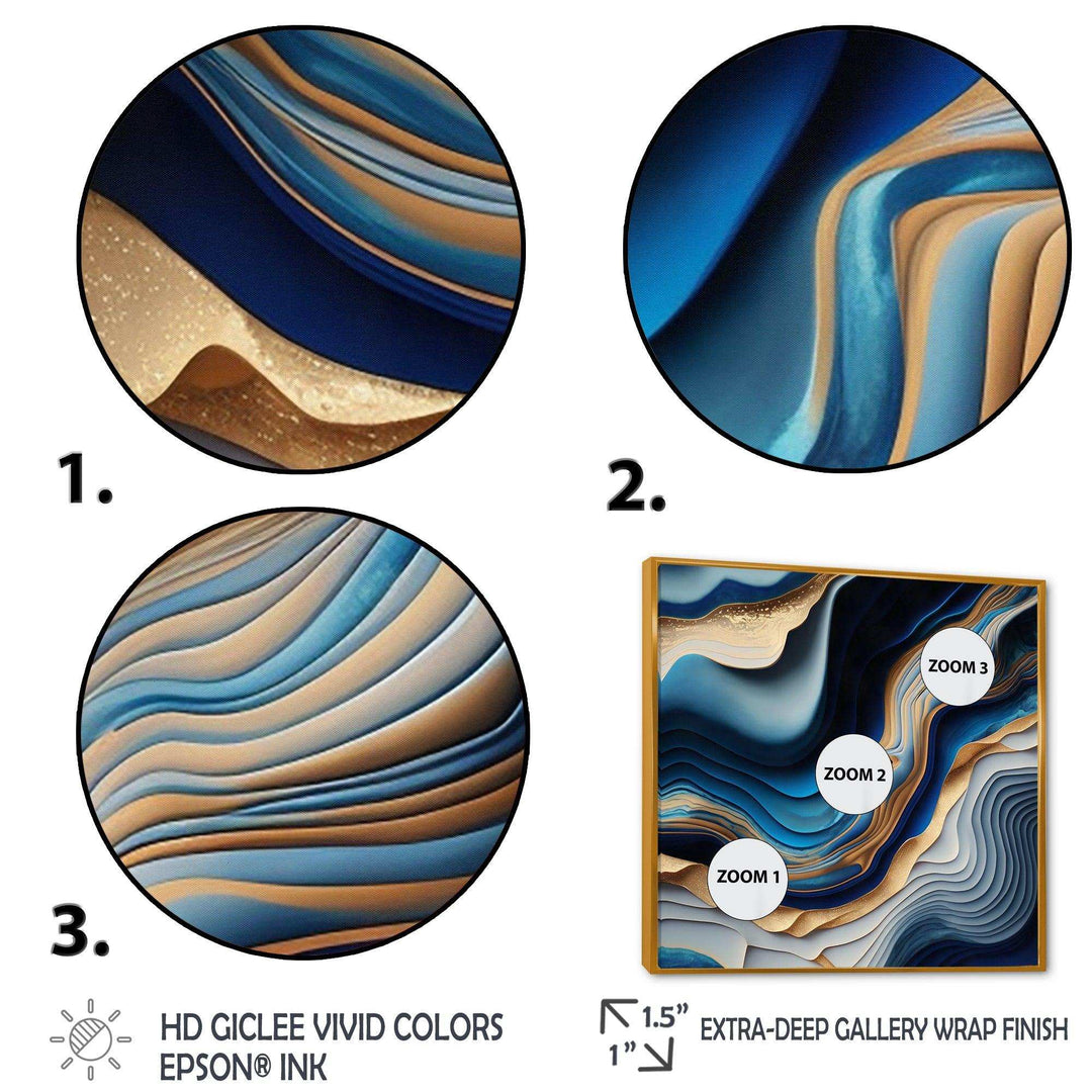 Vibrant Blue And Gold Flow Art II - Modern Bedroom Wall Art