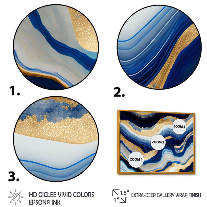 Vibrant Blue And Gold Flow Art IV - Modern Living Room Wall Decor