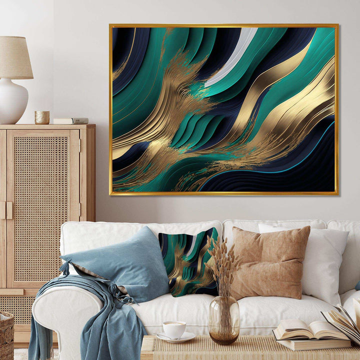 Green And Gold Agate I - Modern Bedroom Wall Art