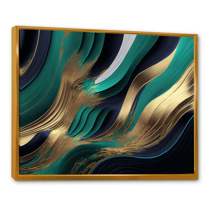 Green And Gold Agate I - Modern Bedroom Wall Art