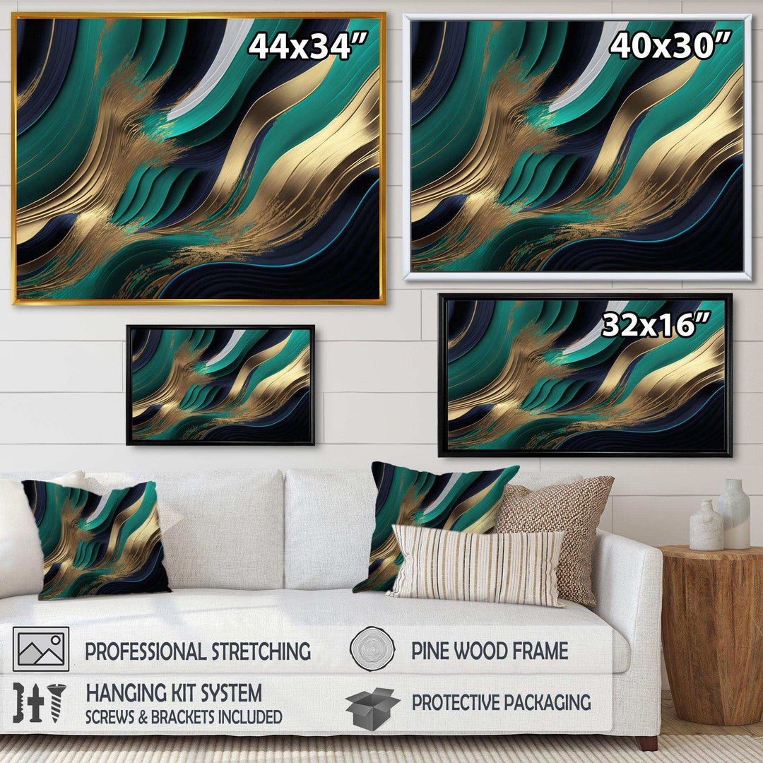 Green And Gold Agate I - Modern Bedroom Wall Art
