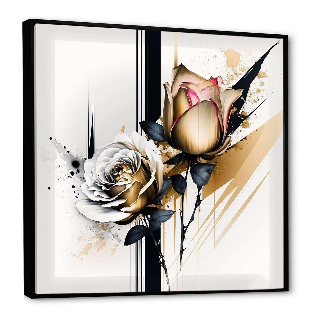 Roses Flow Flower On Golden Beige Paint VII