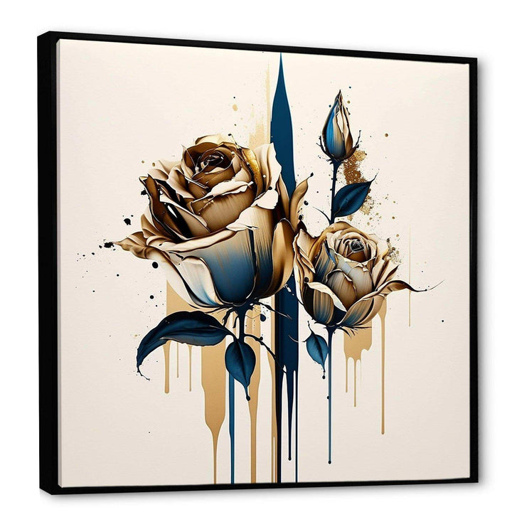 Roses Flow Flower On Golden Beige Paint VIII