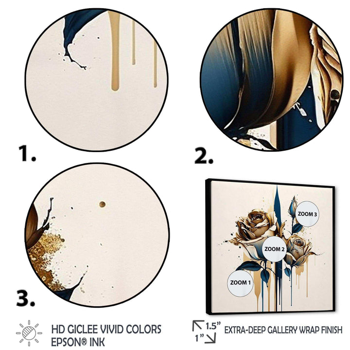Roses Flow Flower On Golden Beige Paint VIII