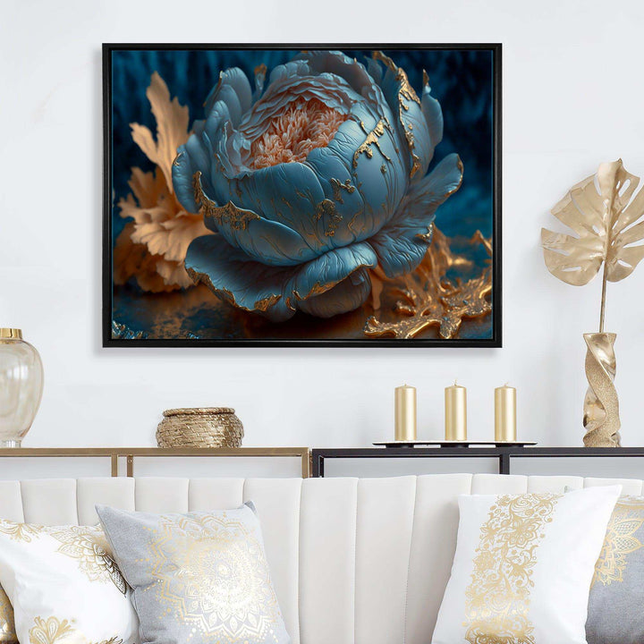 Ice Blue And Gold Peony II
