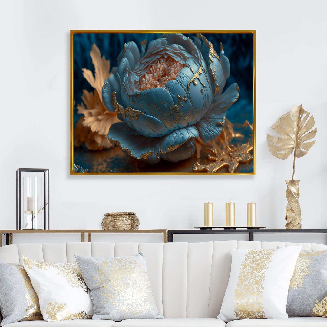 Ice Blue And Gold Peony II