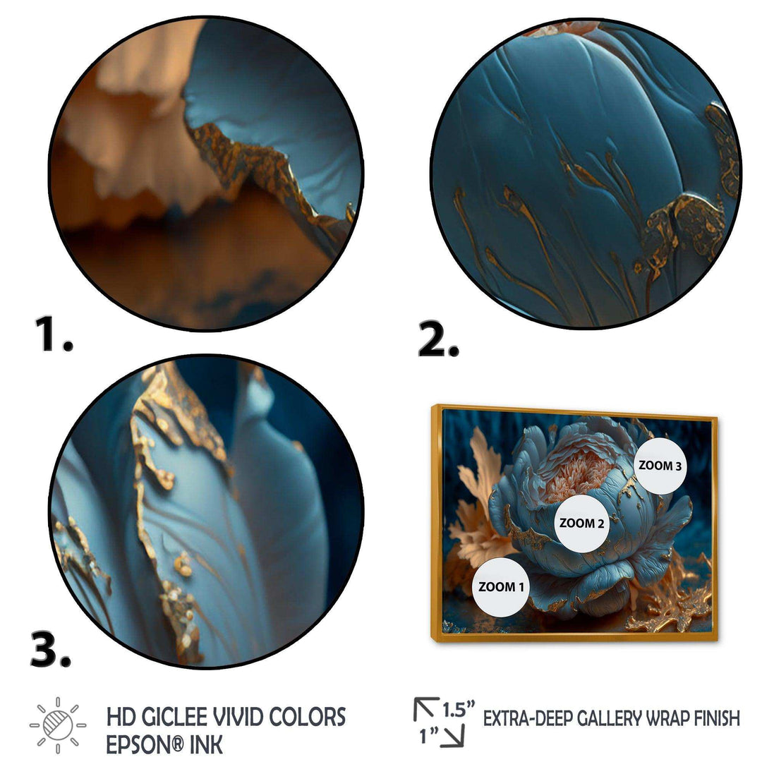 Ice Blue And Gold Peony II