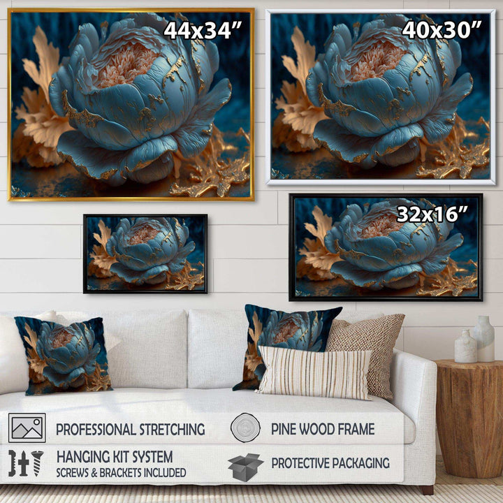 Ice Blue And Gold Peony II