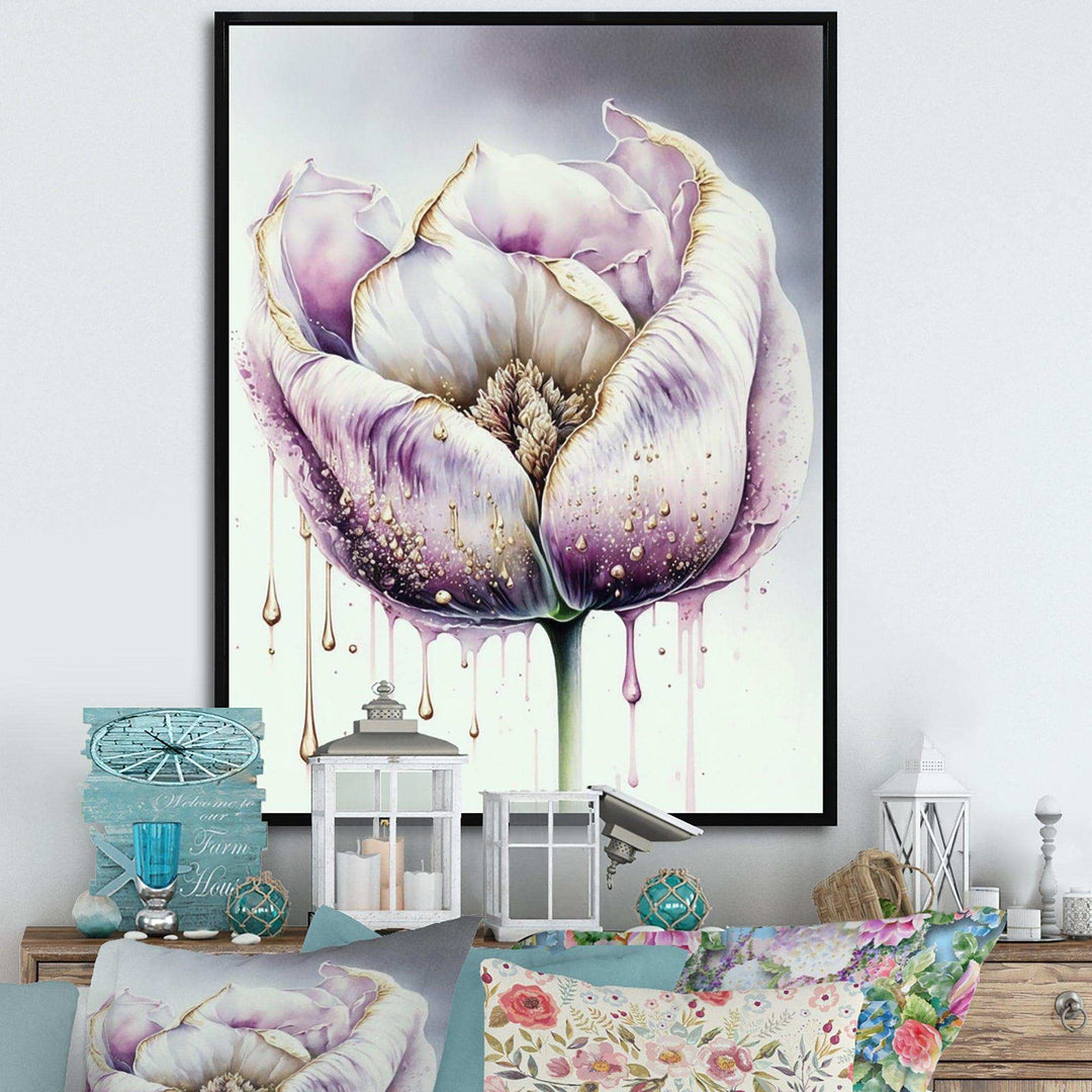 Cream And Purple Tulip III