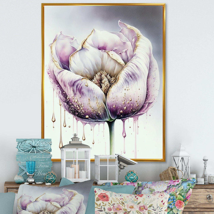 Cream And Purple Tulip III