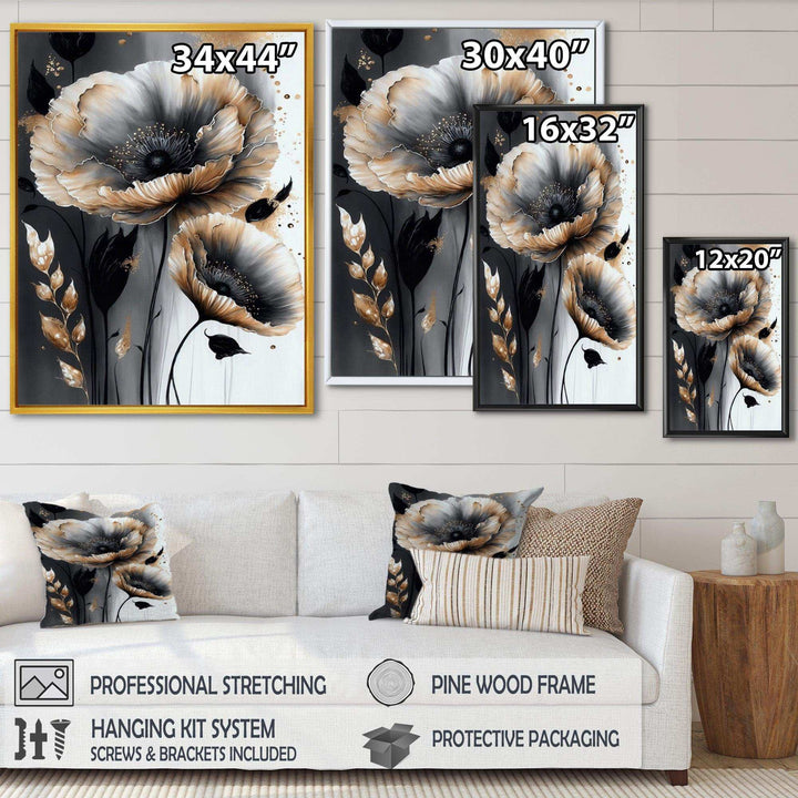 Grey Gold Flower Bouquet VI