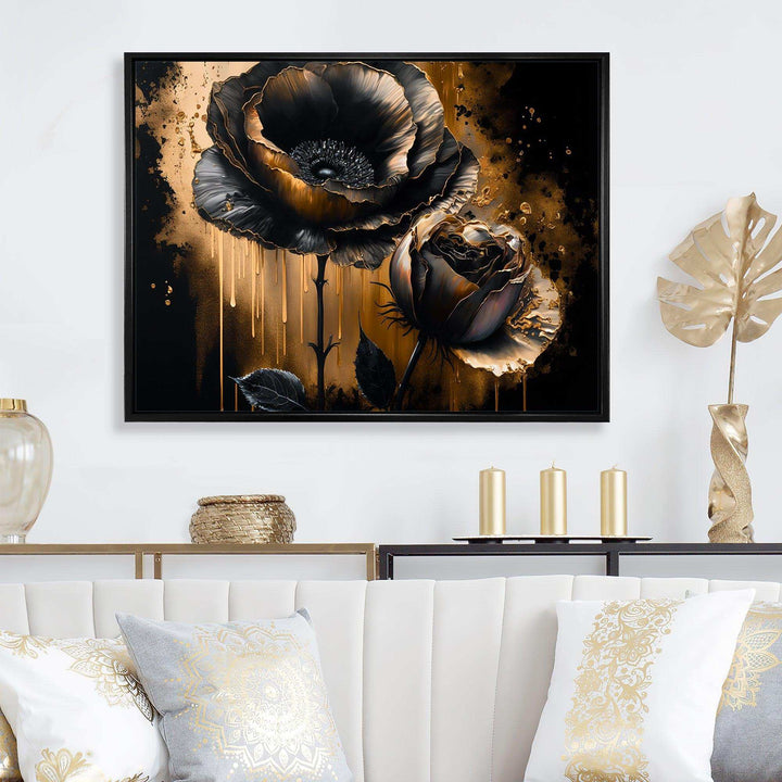 Black And Gold Popy Flowers II