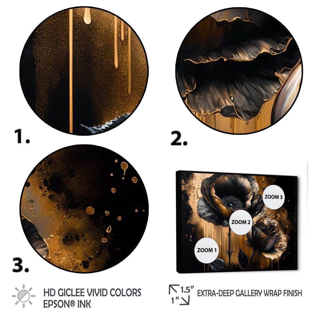 Black And Gold Popy Flowers II