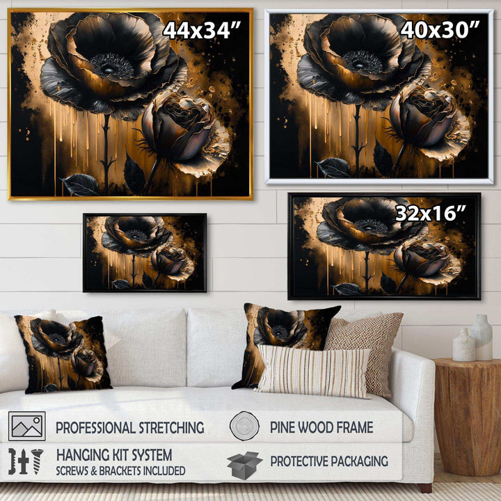 Black And Gold Popy Flowers II