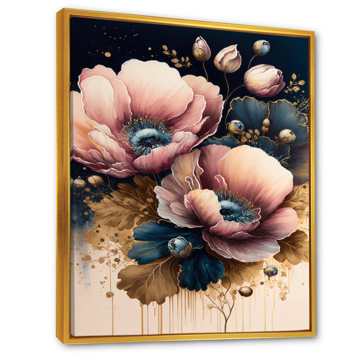 Bold Pink And Blue Poppy Flowers I