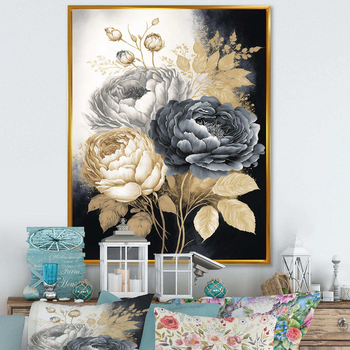 White, Gold And Black Rose Bouquet II
