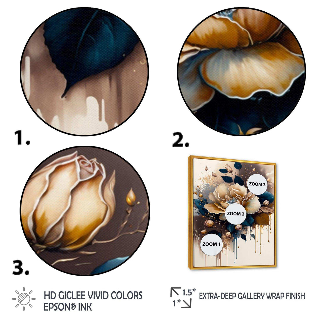 Brown And Blue Rose Design