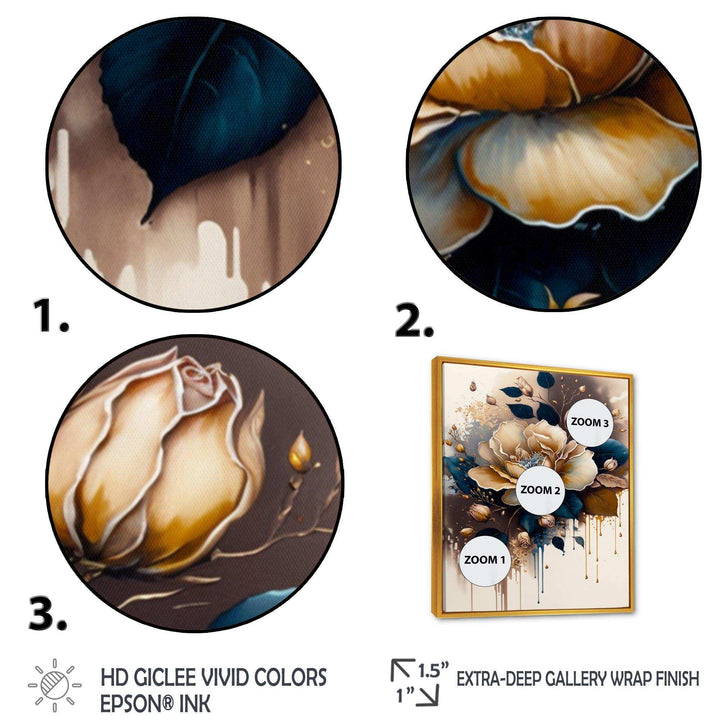 Brown And Blue Rose Design