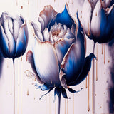 Ice Blue And Gold Paint Drip Tulip II