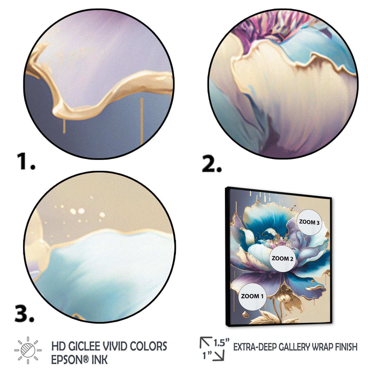 Ice Blue And Purple Watercolor Flower II