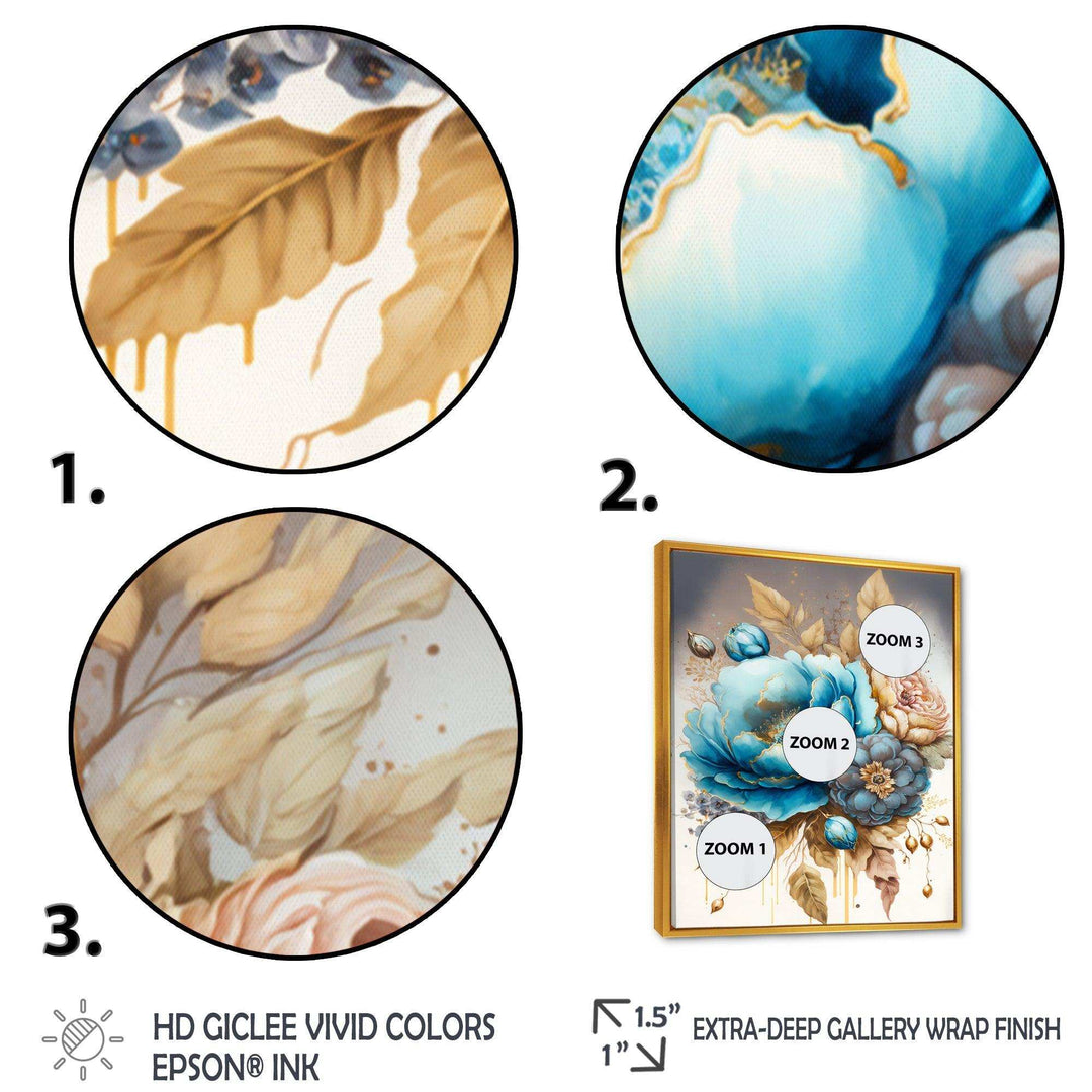 Blue And Gold Mixed Floral Bouquet I