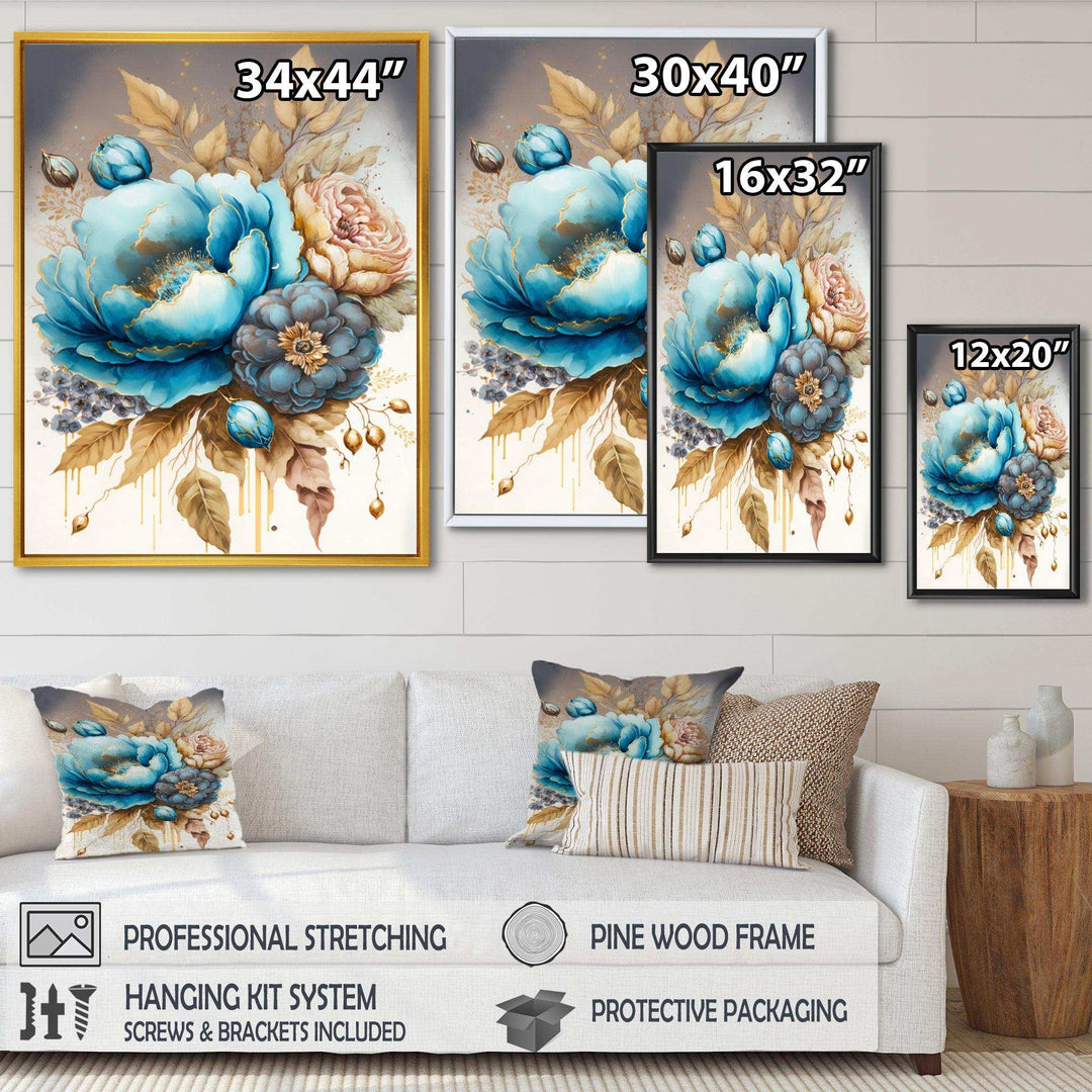 Blue And Gold Mixed Floral Bouquet I