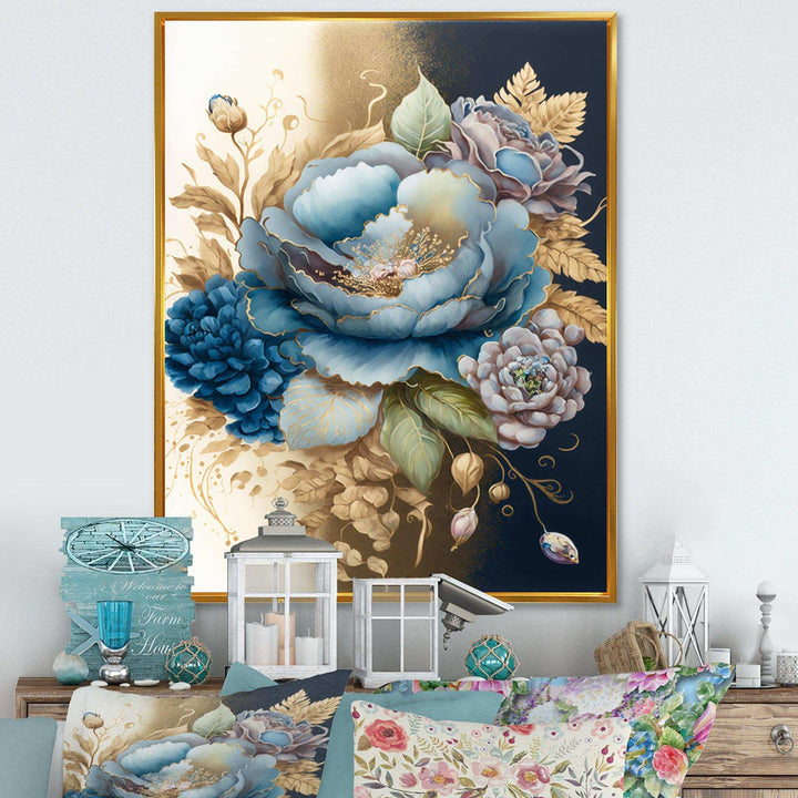 Blue And Gold Mixed Floral Bouquet III