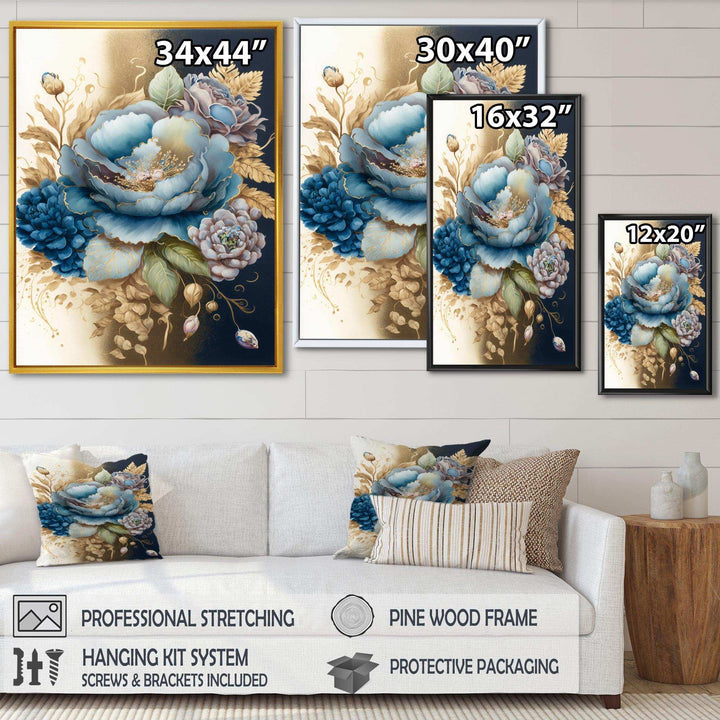 Blue And Gold Mixed Floral Bouquet III