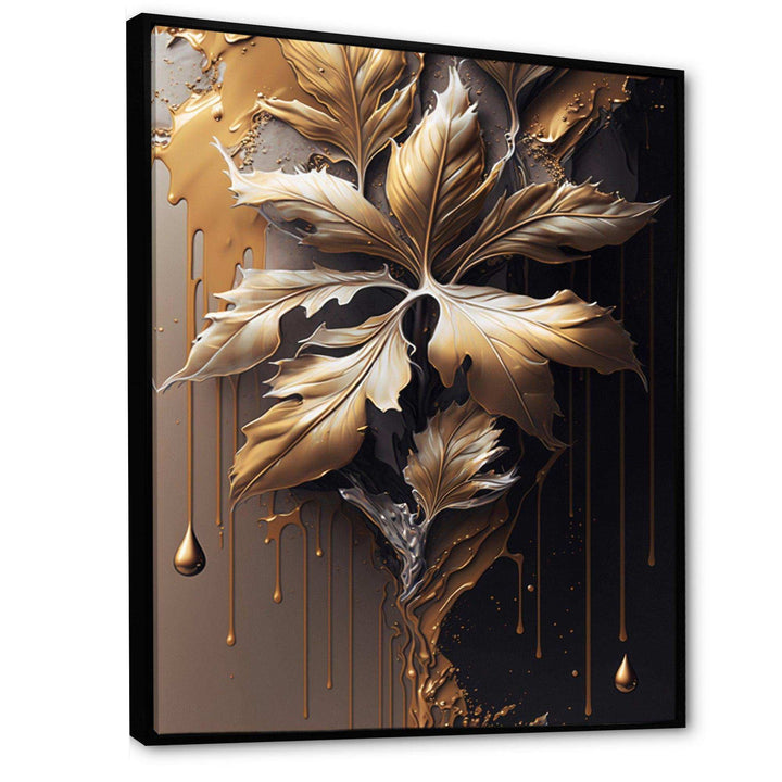 Gold Abstract Leaves I - Traditional Canvas Wall Art
