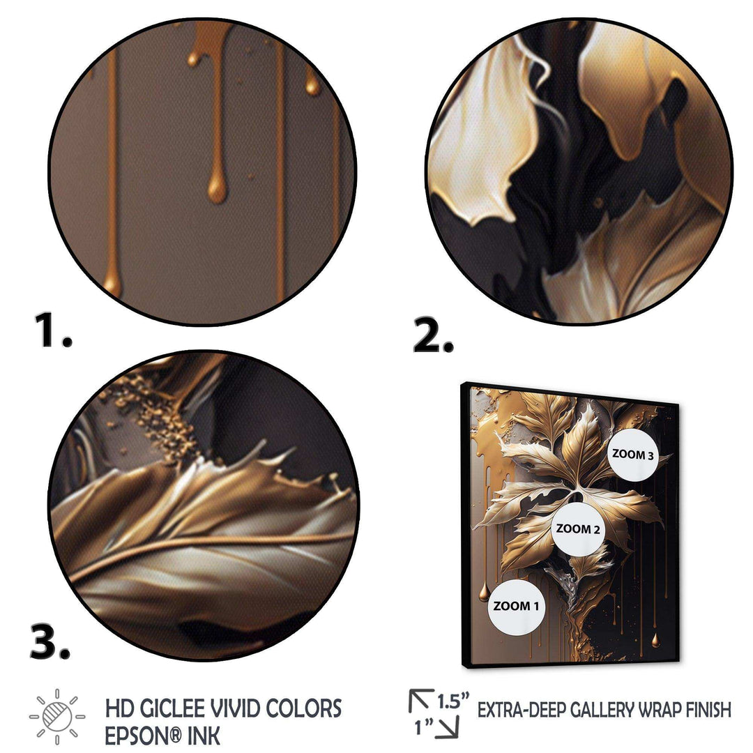 Gold Abstract Leaves I - Traditional Canvas Wall Art
