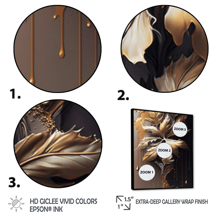 Gold Abstract Leaves I - Traditional Canvas Wall Art