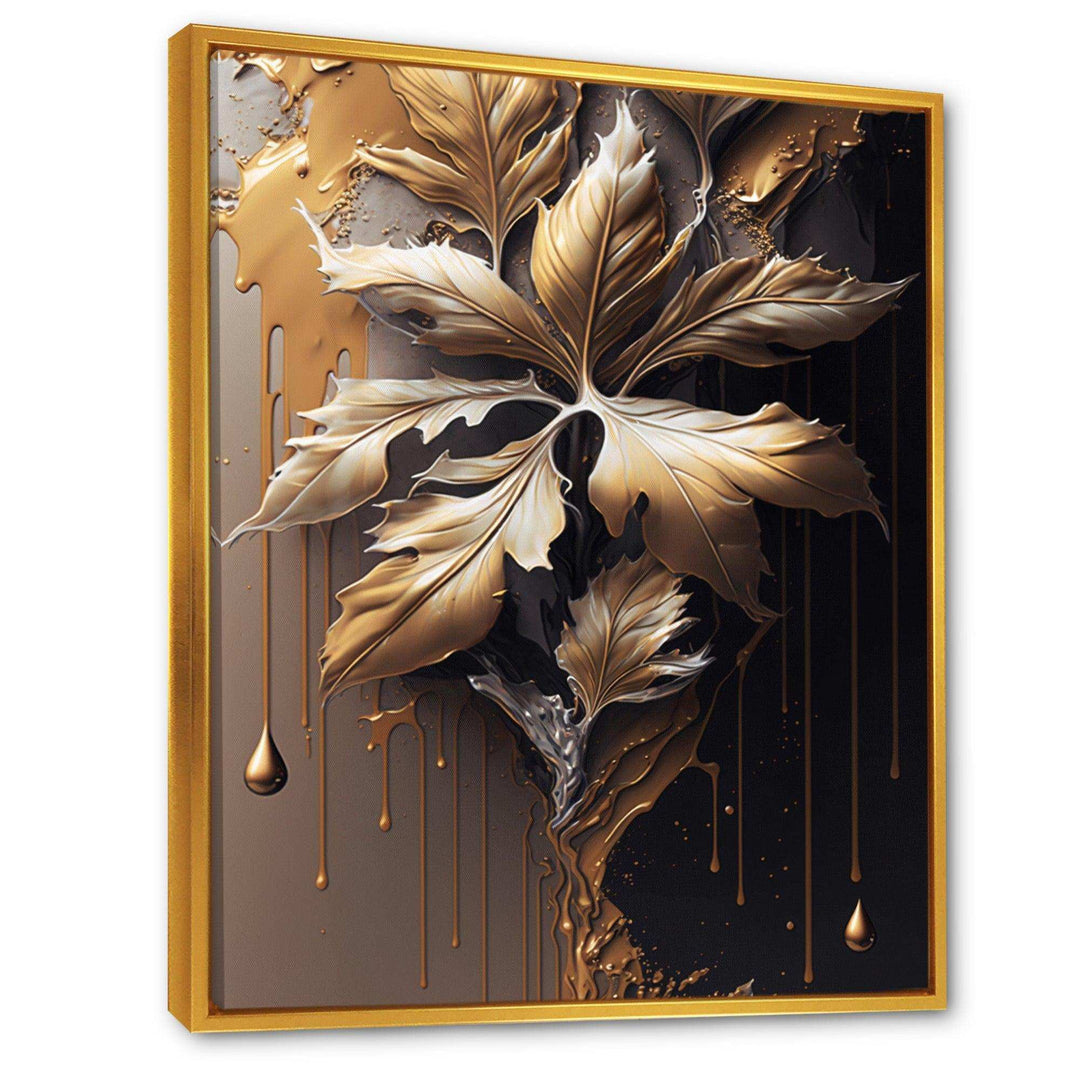 Gold Abstract Leaves I - Traditional Canvas Wall Art